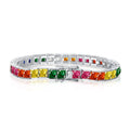 Fashion Rainbow Square Cubic Zircon Tennis With Safety Clasp Women Cost Chain Trend Party Jewelry Jewelry Women's Bracelet