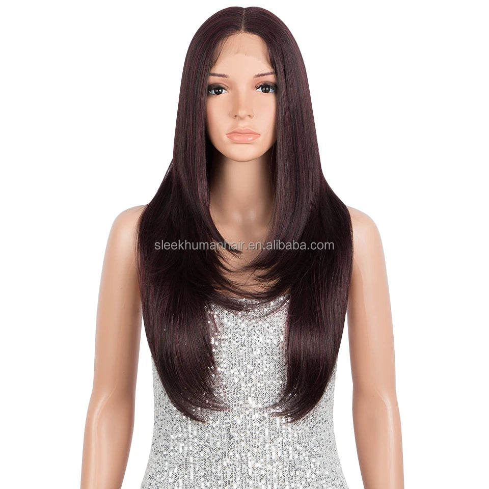 Wholesale Price Preplucked Straight Synthetic Lace Front Wig Premium Synthetic Hair Wigs With Highlights Vendors Hair Extension