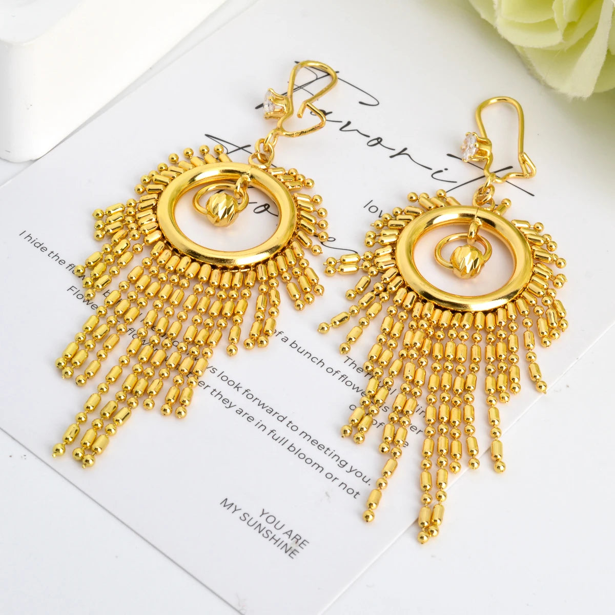 Dubai Luxury Vintage Earrings Styles 18k Gold Brass Dangle Bridal Earring for Women