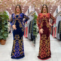 New Heavy-work Velvet Robe With Rhinestones Dress Muslim Women's Party Birthday Wedding Robe Satin Robe