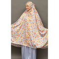 Islamic Muslim Prayerset with Floral Print Long Rayon Fabric Hijab Skirt Polyester Telekung Tudung Abaya Telekung Prayer Cover