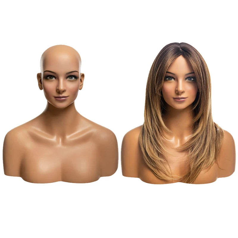H19 Window Display Female Head Mannequin Fiberglass Head With Shoulder for Hair Display