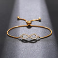 CAOSHI Copper Jewelry Infinity Bracelets 8 Number Charm Adjustable Chains Men Women 18k Gold Plated Zirconia Infinity Bracelets