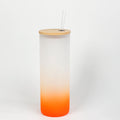 Topjlh Custom Printed Glass Tumbler 25oz Clear Sublimation Bottle with Natural Leak-Proof Bamboo Top Drinking Straw