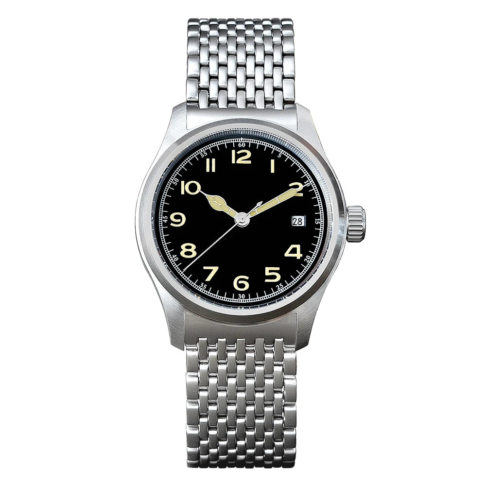 OEM Custom 38mm Men's Automatic Mechanical Watch with Minimalist Style Dial Calendar Luminous Waterproof Feature Diver Display