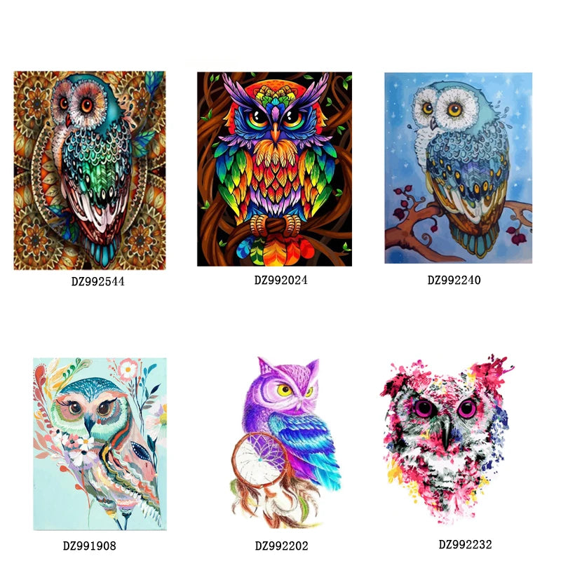 CHENISTORY Owl Animals DIY Acrylic Oil Painting by Numbers for Kids Adults Painting Canvas Diy Picture for Living Room Wall Art