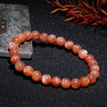 Genuine Natural Gemstone Peach Moonstone Crystal Stone Beads Bracelet Elastic Stretch Cord Bracelets Jewelry Accessories