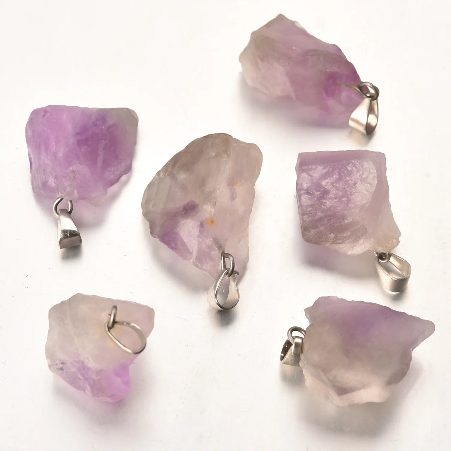 Bulk Natural Raw Stone Pendants Freeform Crystal Amethyst Classic Reiki Birthstone Gemstone Pendants for Women's Aromatherapy