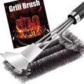 Triple-Headed Barbecue Tools Safe Wire Scrubber Stainless Steel  BBQ Cleaning Grill Brush With Scraper