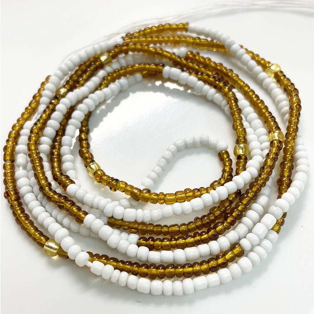 Handmade 50 Inches Adjustable Bulk Tie on Waist Beads on Cotton Cord Belly Chain Body Jewelry Reliability Brown Color