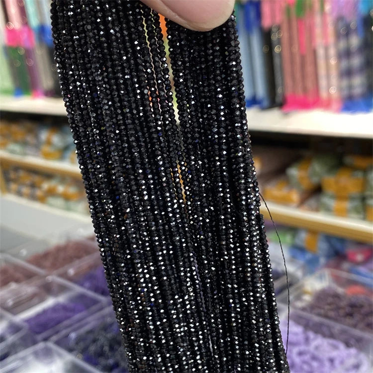 Natural Black Spinel Gemstone Beads Faceted Cutting Loose Gems Spinel Beads