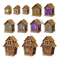 Christmas Glowing Cabins Decor Window Display Ornaments Xmas Tree Hanging Wooden Snow House with LED Light DIY Crafts Gifts