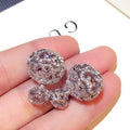 HOVANCI Luxury 925 Sterling Silver Double Side Ball Stud Earrings Shinny Rhinestone Hoop Earrings for Women's Wedding