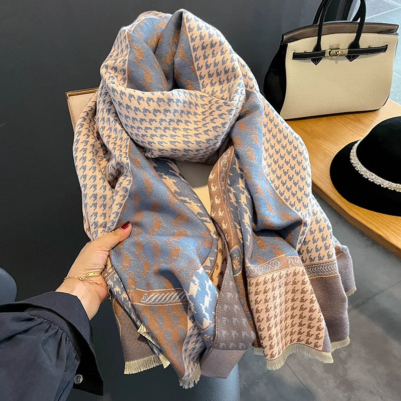 Winter New Fashion Warm Shawl Scarf Women's Horse Print Pashmina Thick Scarf Women's Style Workplace Women