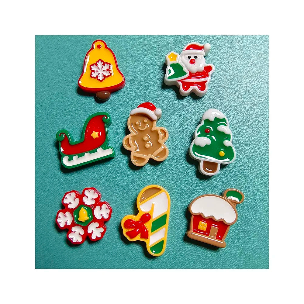 Cartoon Bell Snowman Trees   Flat Back Resin Cabochon Flatback  Gift Christmas Decoration DIY Embellishments for Scrapbook