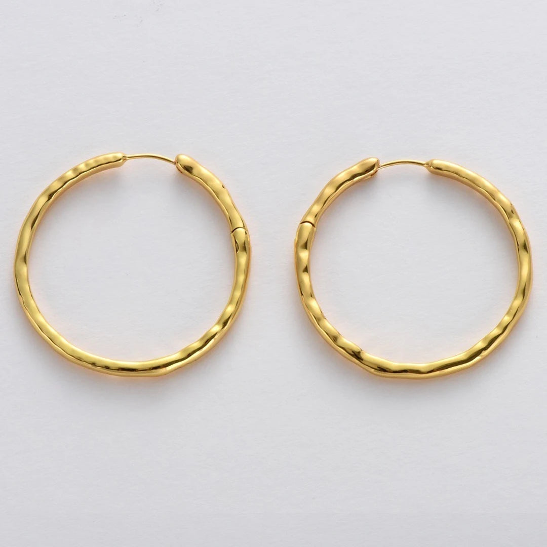 Fashion Geometric Plain Circle Brass Plating 18k Gold Big Hoop Earrings for Women Jewelry Factory Wholesale