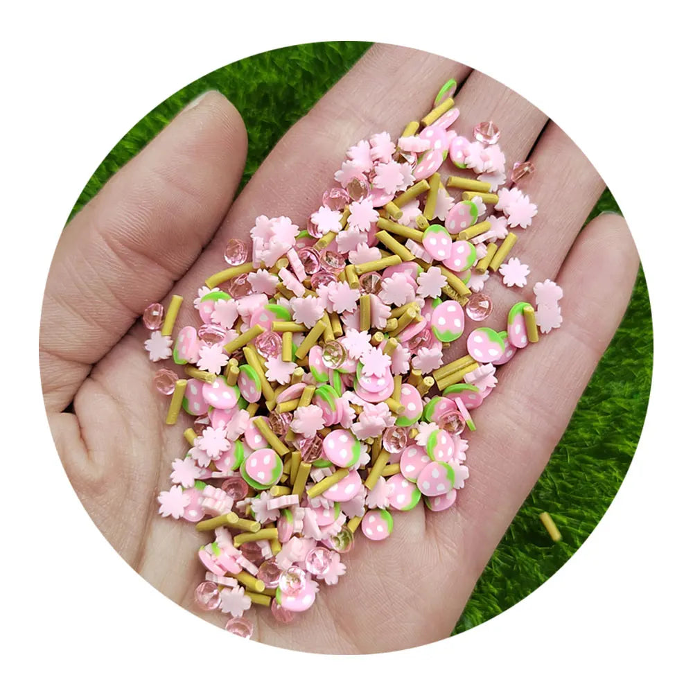 Kawaii Strawberry Diamond Polymer Clay Sprinkles for Slime Filling Accessories DIY Nail Art Decoration Scrapbooking Craft  Decor