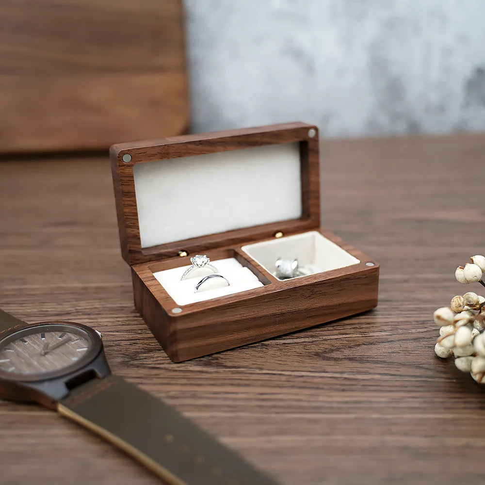 Wooden Ring Box Wood Ring Boxes Birthday Gift for Girls Jewelry Box Custom logo Home Decoration Accessories