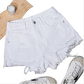 Casual Women's Denim Shorts with Ripped High Waist Design Straight Leg and High Comfort