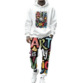 Trendy Men's Winter Hoodie Set with Artistic Graffiti Print 'Art Is My Attitude' Low Price Wholesale Clothing From Manufacturer