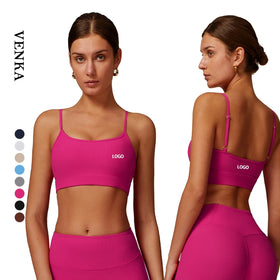 Women Sexy Fitness Ribbed Soft Nude Feeling Crop Top Beautiful Back Breathable Sling Bra Female Quick Drying Workout Yoga Bra