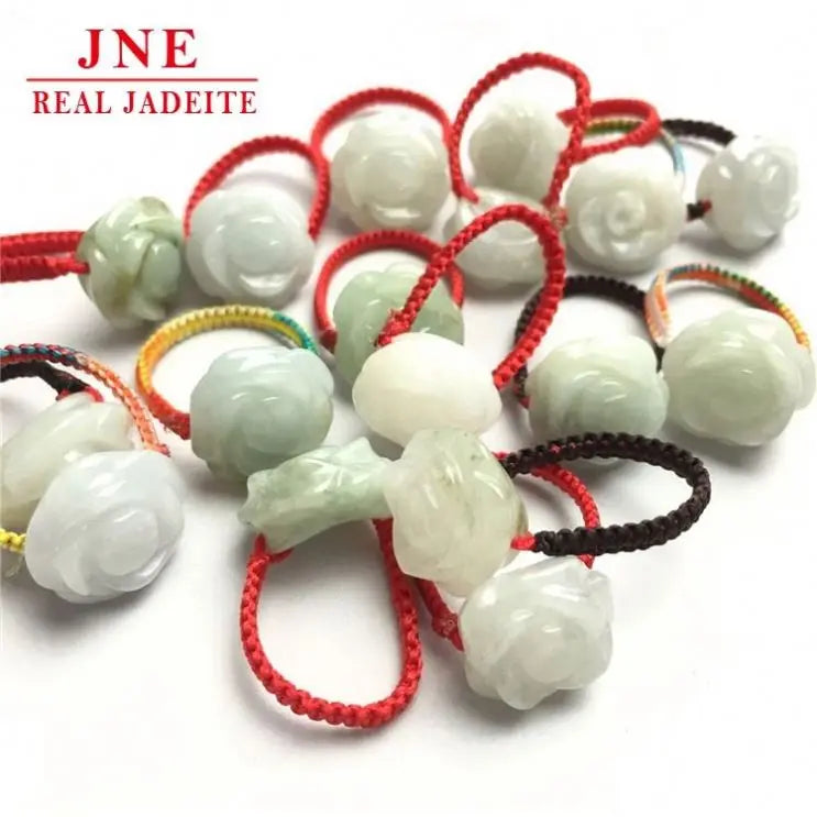 A Level Jade Parts Woven Rose Ring Accessories Jade Jewelry Crafts Four Party Wholesale