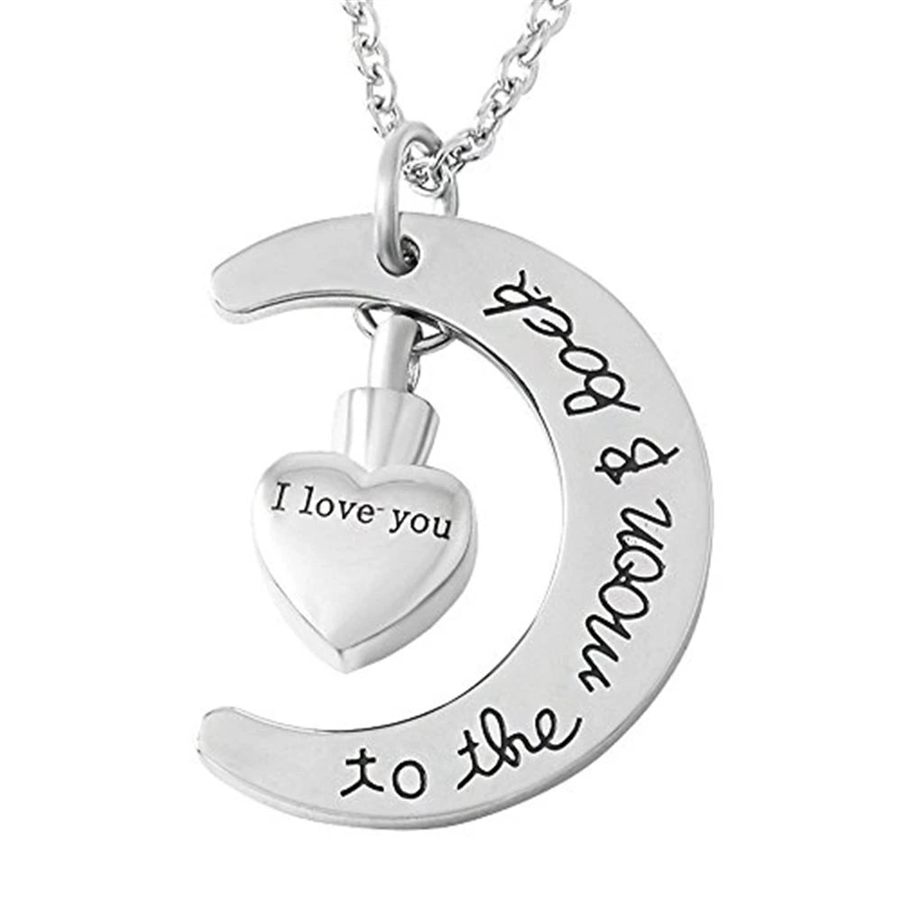 Stainless Steel Children's Cremation Memorial Keepsake Pendant Jewelry I Love You Heart Shape Ashes Urn Necklace