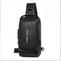 Custom Men's Chest Bag Single Shoulder Fashionable PU Leather with Waterproof Design Black Color