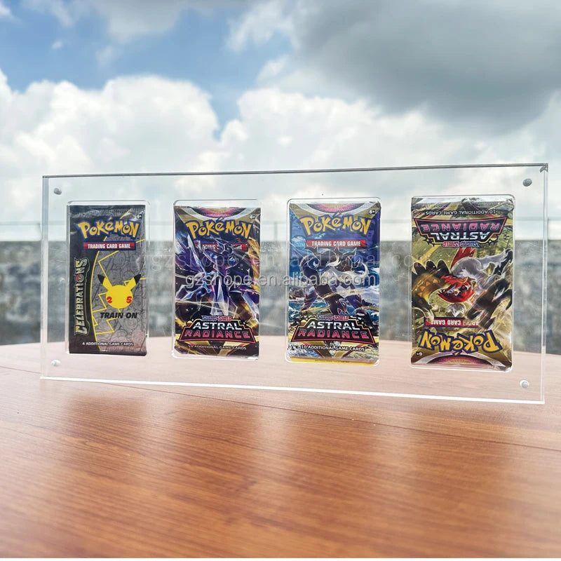 SHP Best Sellers Acrylic Pokemon Booster Packs Case 4 Slot Pokemon Cards Pack High Quality Display Case