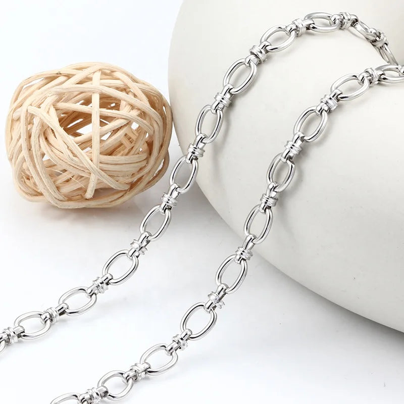 Handmade Stainless Steel Gross Oval Chunky Knot Hip Hop Punk Link Chain DIY Jewelry Necklace Chains Supplies