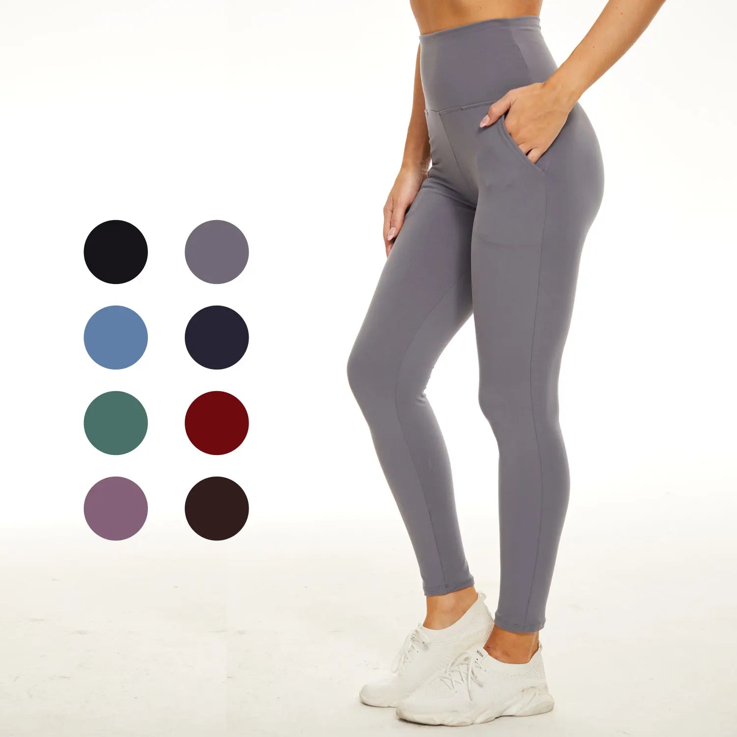 Custom LOGO Women's High Waist Seamed Print Gym Leggings Breathable Knitted Sports Workout with Pocket Casual Style