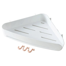 BNBS Simple Wall Mounted PP Storage Rack White Body Adjustable Detachable Design Pink/Grey/Blue Hooks Bathroom Towel Drain Model