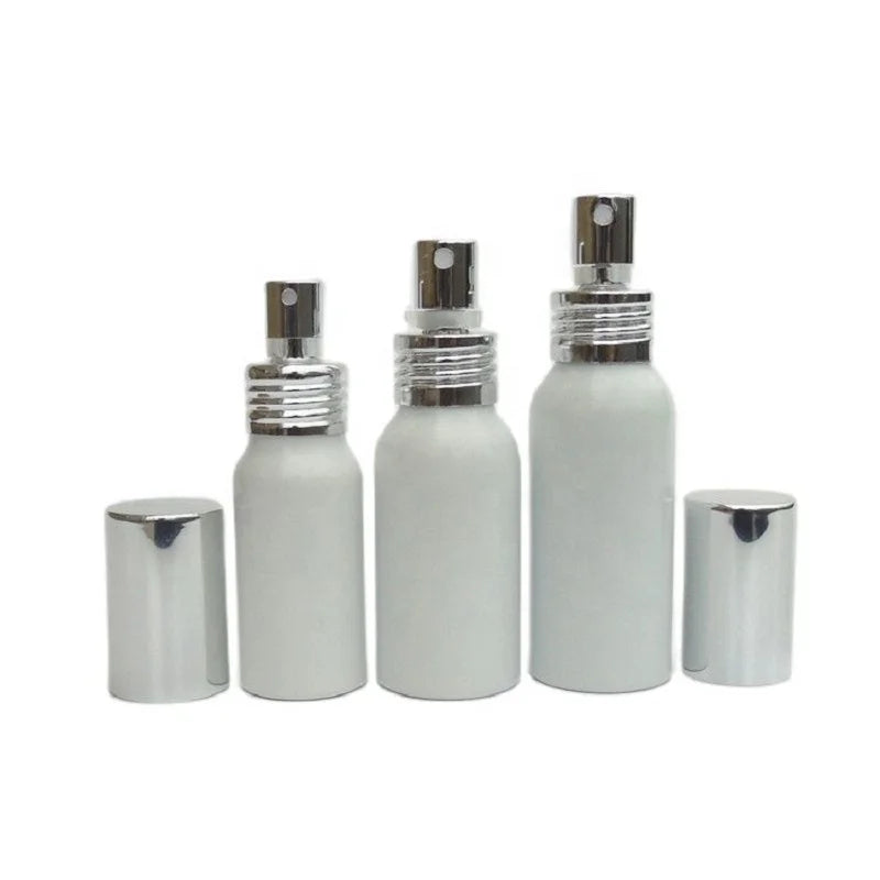 White Aluminum Spray Bottle 20ml 30ml 50ml 100ml 150ml Metal Mist Sprayer Cosmetic Toner Packaging Perfume Atomizer Bottle
