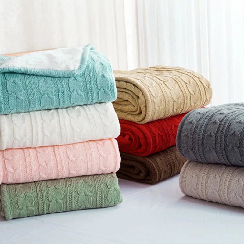 XEB Soft Cozy Thick Nordic Crochet Weighted Acrylic Knitted Throw Blanket for Home Sofa Decoration Winter