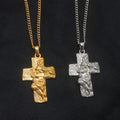 Hip Hops Jesus Face Pendant 18K Gold Silver Christian Jewelry Stainless Steel Fashion Easter Gift Jesus Cross Necklace for Men