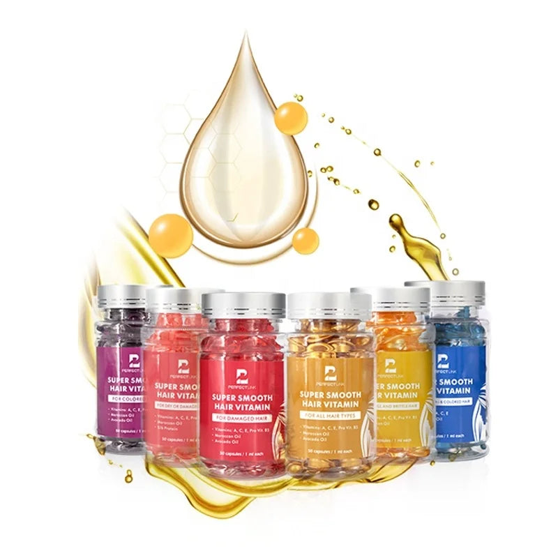PerfectLink Organic Hair Oil Serum Capsules with Vitamins for Damaged & Curly Hair-Moisturizing Repair & Anti-Frizz