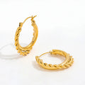 JOOLIM  High End 18K Gold Plated Rope Twisted Chunky Layered Cross Hoop Earrings Jewelry Stainless Steel for Women