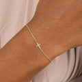 Minimalist Gold Plated 925 Sterling Silver Cz Pave Tiny Cross Bracelet for Women