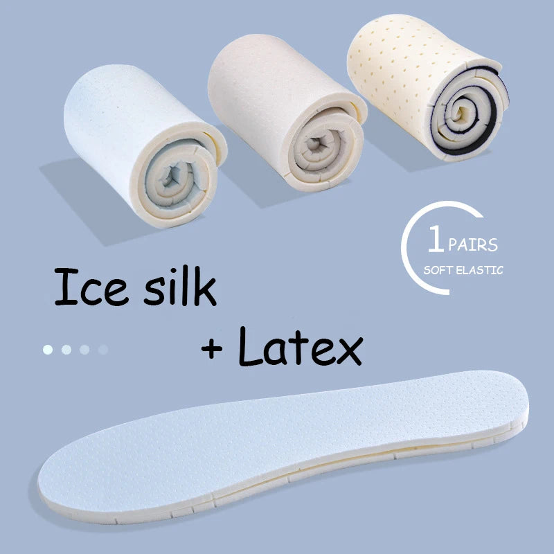 Ice Silk Super Soft Pain Resistant Sweat Absorbing Resistant Soft Sole Sports Shoes Breathable Latex Insole for Shoes