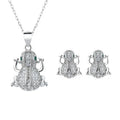 Frog Design Jewelry Set in Sterling Silver 925 Cute Animal Earrings and Necklace for Women