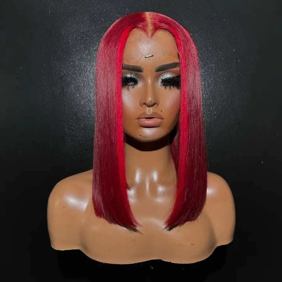 Short Bob Wig Bone Straight Vietnamese Hair Ombre Burgundy 13*4 Full Lace Frontal Human Hair Glueless 9*6 Lace Closure Wig 13*6
