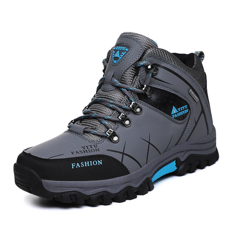 Men's All-Season Outdoor Hiking Boots Waterproof Genuine Leather Ankle Boots with Anti-Slip Feature for Winter Autumn Hiking