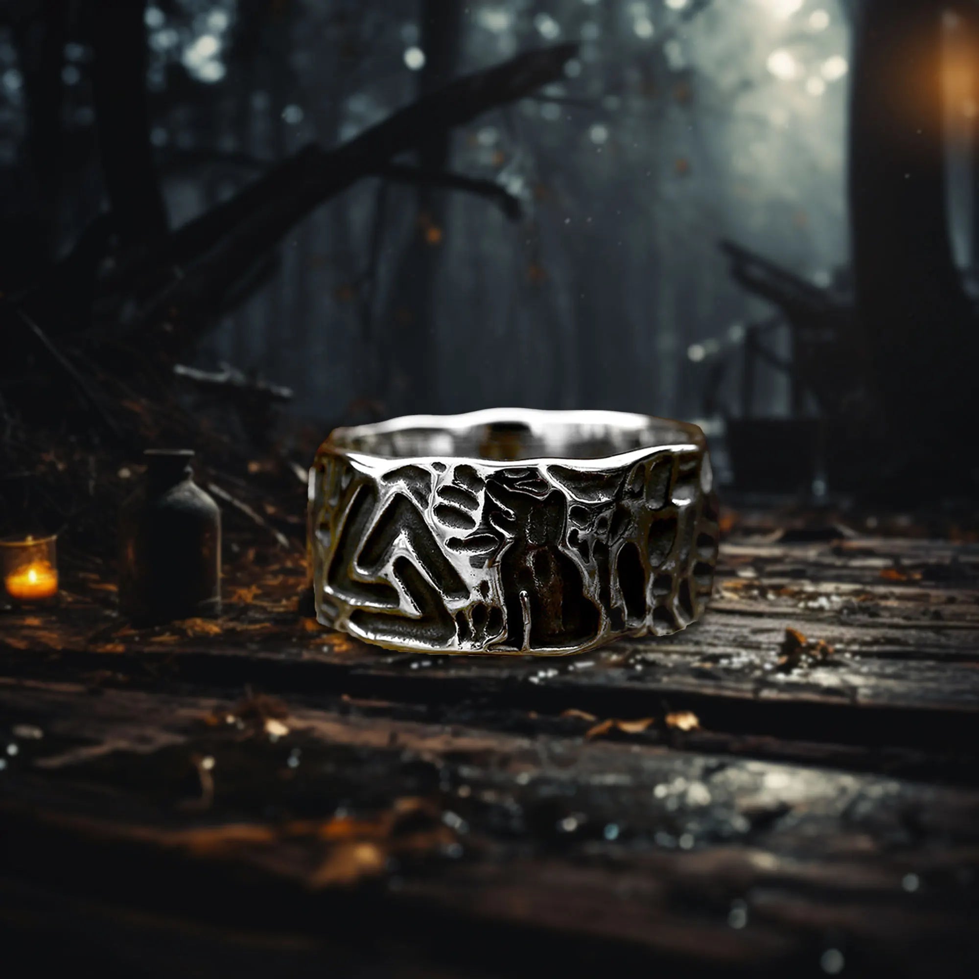 Retro Viking Pattern Titanium Steel Ring Unisex New Domineering Men's 316L Stainless Steel Ring Jewelry Silver Plated