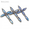 PM28600 Wholesale Handmade Soldered Blue Crystal Cross Pendant Gothic Christian Religious Layering Jewelry Making Supplies