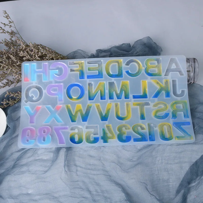 Mirror Back 26 Alphabet From a to Z Numbers Epoxy Molds Keychain Jewelry Molds Resin Craft Moulds Gift