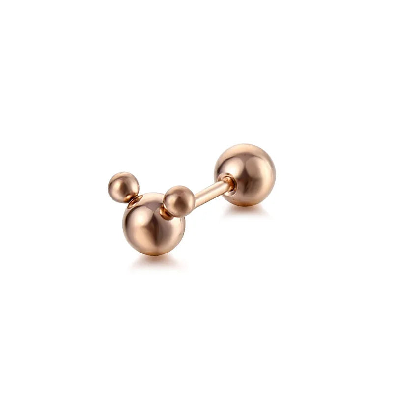 2025 Trendy Korean Style Titanium Ball Stud Earrings Hypoallergenic Fine Needle Mini Metal Bean Ear Bone Piercing Jewelry