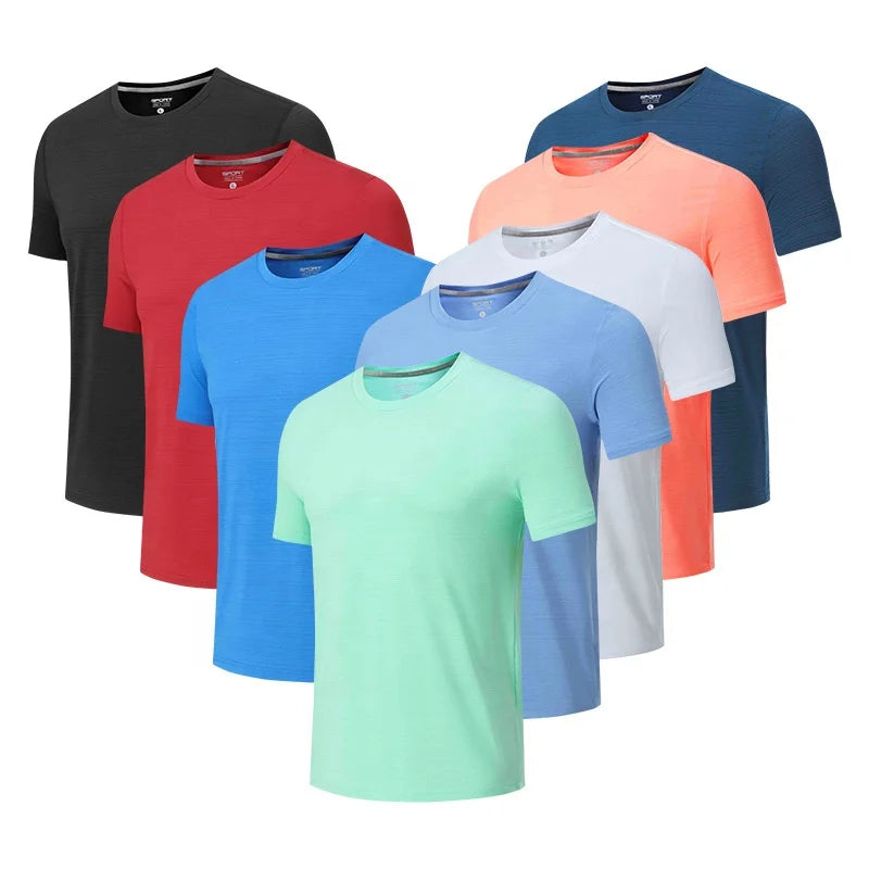 Custom Quick Dry Wicking Gym Workout Running Shirt Mens Yoga Shirt Flatlock Seam Running T Shirts for Men Plain Men's T-shirts