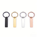 Custom Blanks Strip Bar DIY Stainless Steel Keychain for Engrave Gold Rose Gold Silver Color Metal Keychain Mirror Polished