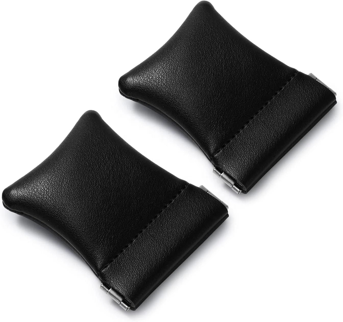Portable Soft Square Design PU Leather Cosmetic Bag Self-Closing Feature No Zipper Small Makeup Jewelry Storage Container