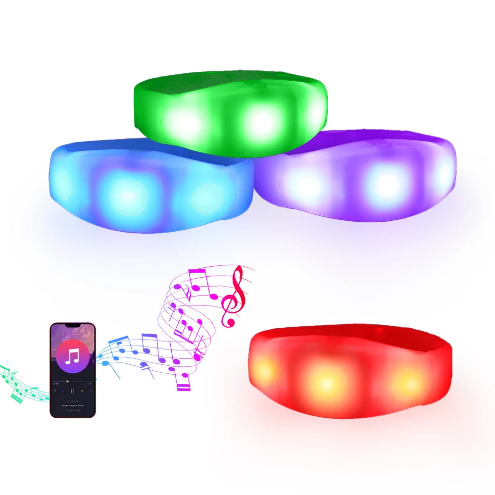 Custom Light up Party Plastic Bracelet Blinking Multi Color Remote Control Sound Activated Led Bracelet